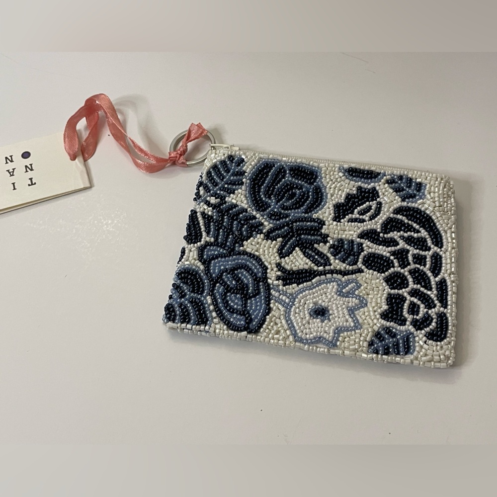 Blue Rose Beaded Wallet